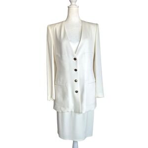 Sonia Rykiel France Suit Size 36 FR US Small Cream Crepe 2 Piece Blazer‎ Skirt